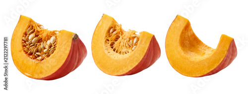 Pumpkin slices with seeds isolated on transparent background