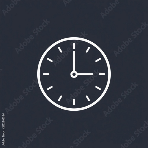 Minimal analog clock outline time schedule icon clean line art isolated.