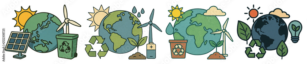 Fototapeta premium PNG Eco-friendly renewable energy illustration on transparent background