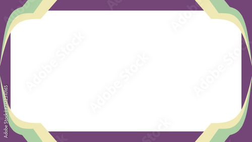 Elegant Decorative Frame Border Template With Sophisticated Geometric Flourishes Featuring Purple And Soft Pastel Green Aesthetic For Professional Graphic Designs