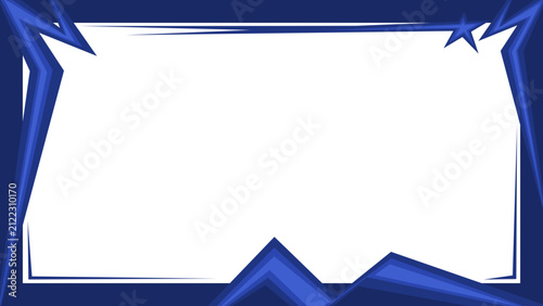 Abstract blue gaming and esport streaming border template with sharp shapes and dynamic geometric vector design elements for video overlays