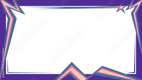 Dynamic comic pop art frame background with lightning bolts angular geometric border for banner presentation card design poster backdrop