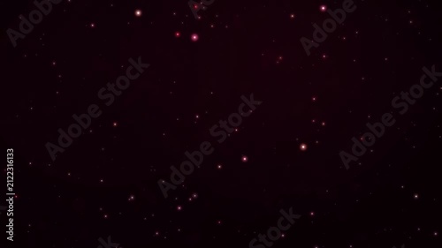 Ethereal shimmering red and gold particles slowly floating upwards creating a dark magical abstract cosmic
