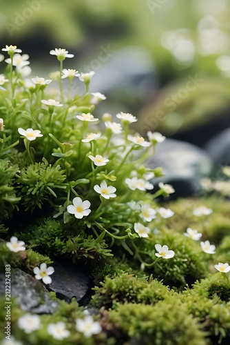 Green moss on the stone