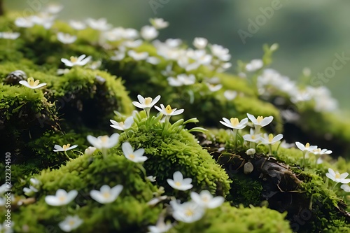 Green moss on the stone