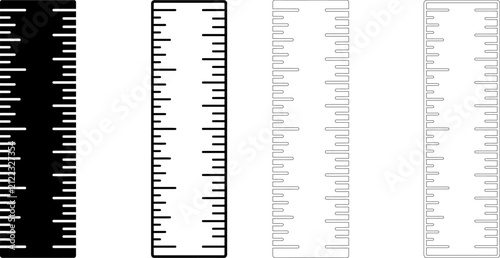 Straight ruler icon with solid and line art vector design