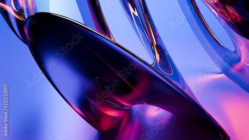 Bild auf Leinwand Abstract Futuristic 3d Background, Smooth Glass Texture with Iridescent color To
