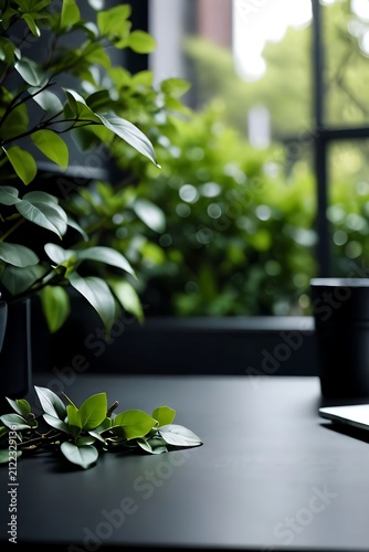 Green plant with dark background