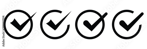 Konstfotografi Check mark cross icons collection approval disapproval symbols boxes circles vector illustration design graphic element user interface art set