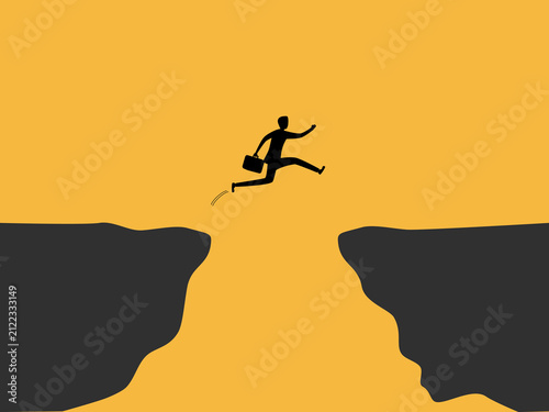 challenge,  Businessman jump across the gap