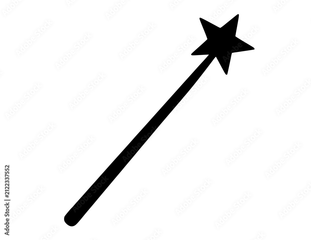 Naklejka premium Magic wand with star tip for fantasy and magic themes. Enchanting spell-casting accessory for mystical settings.