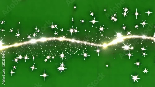 Sparkling Festive Lights Winding Seamlessly on Green Background with Floating Particles