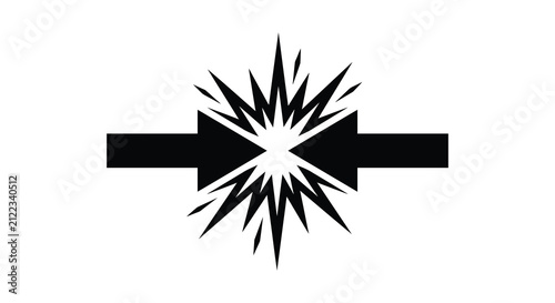 Fotografía Explosion Shape With Horizontal Bars Black And White Silhouette