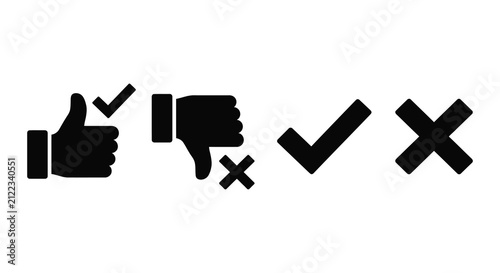 Photography Thumbs Up And Down With Check Mark And Cross Silhouette