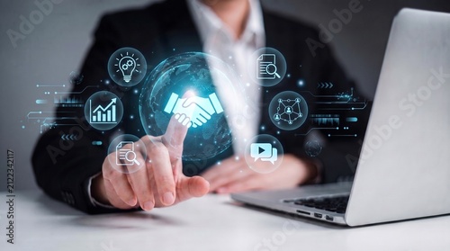 Foto global business partnership and digital collaboration strategy