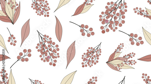 Continuous leaf vector pattern; seamless fabric pattern.
