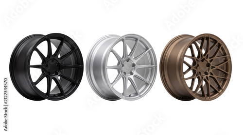 Cast Alloy Rims Display for Car Service Center, Automotive Accessories Collection Mockup for Promotional Flysheet Banner