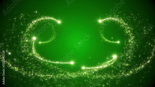 Sparkling Green Swirl Trails Forming Magical Glow Arcs with Bokeh Effects
