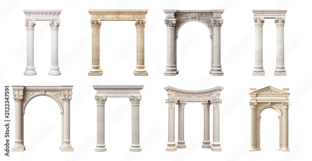 Fototapeta premium PNG Classical architectural columns collection on transparent background