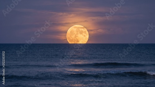 Moonrise Over Endless Ocean Horizon