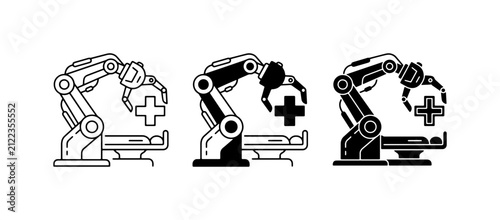 Robotic Arm Icons, Medical Robot, Surgical Automation, Healthcare Technology, Precision Engineering