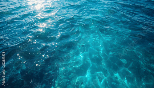 Close-Up of Vibrant Ocean Waves with Sunlight Sparkles