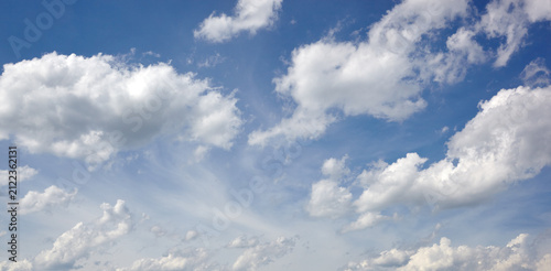 Abstract image of blurred sky. Blue sky background with cumulus clouds