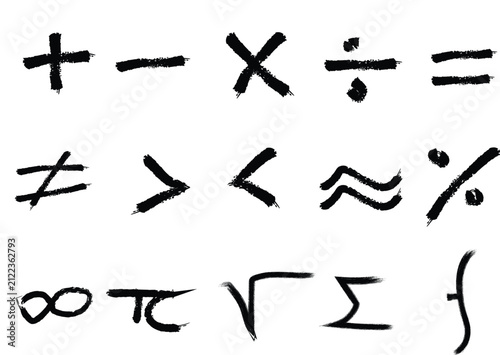 Obraz na płótnie Mathematical symbols and arithmetic operations hand drawn set