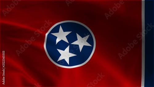 tennessee state flag waving in the wind loopable background animation showing official symbol of tennessee us state realistic fabric ripple motion for government patriotism news history concept