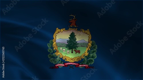 State Flag of Vermont Waving in Seamless Loop - Official US State Symbol Motion Graphics Background Video for Government, History, Travel, and Regional Concept Presentations