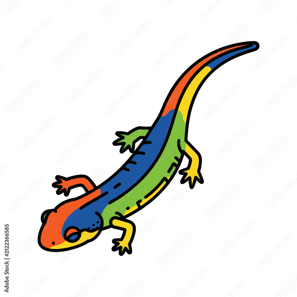 Fototapeta premium Colorful Salamander Illustration Isolated on Transparent Background