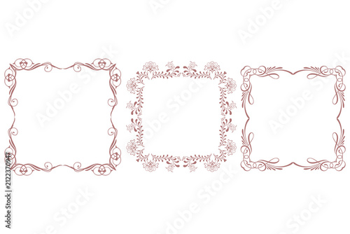 set of decorative frames, Vintage Inspired Folk Watercolor Frames for Invitations