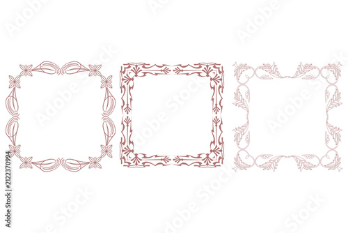 set of frames. Hand Painted Folk Art Watercolor Decorative Frame Collection