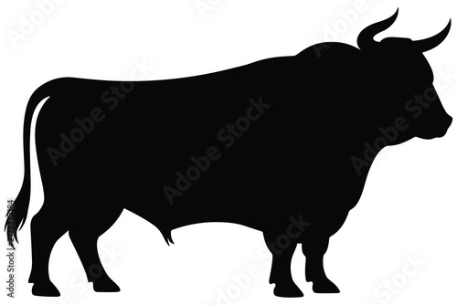 Fotografía Bull silhouette against a white background a stark animal form