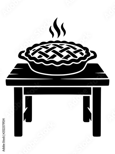 Steaming Freshly Baked Lattice Pie on a Wooden Table Icon