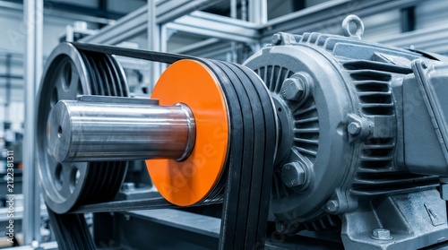 Industrial machinery belt drive system concept showing mechanical components.