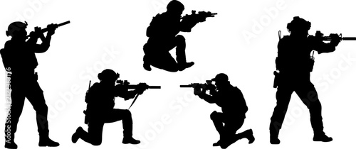 Canvastavla Silhouette of Special Forces Operators Carrying their Tactical Rifle in a Firing
