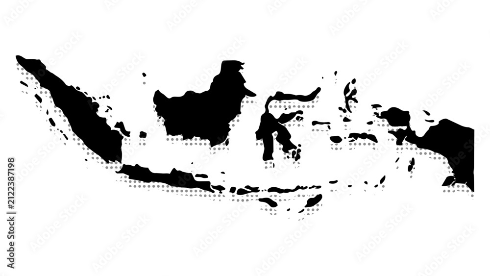 Obraz premium Indonesia Map Silhouette with Halftone Dotted Vector Illustration