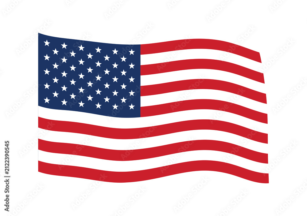 Obraz premium American flag waving vector illustration, United States national flag with stars and stripes, patriotic USA banner for Fourth of July and Memorial Day