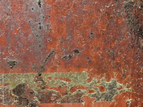 Old rusty metal surface texture background with peeling paint