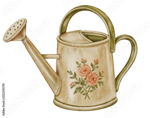 vintage watering can illustration