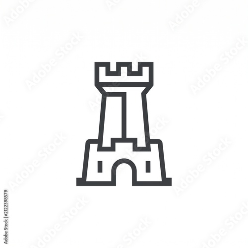 Medieval fortress castle tower vector icon isolated on white background, security protection and stronghold symbol.