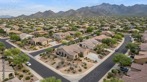 Aerial View of a Planned Desert Residential Neighborhood in Arizona