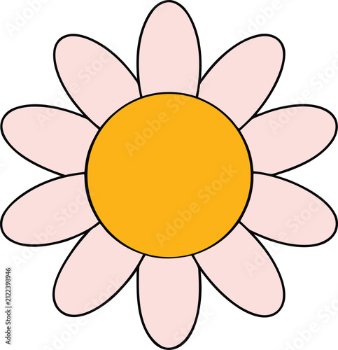 Cute Pink Daisy Flower Vector Icon Flat Floral Blossom Spring Illustration