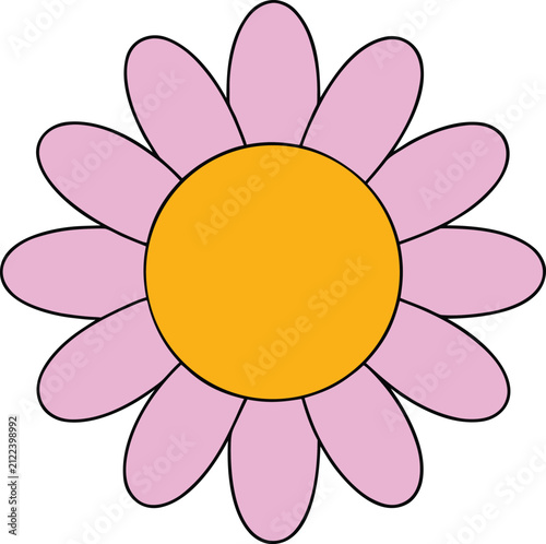 Cute Pink Daisy Flower Vector Icon Flat Floral Blossom Spring Illustration