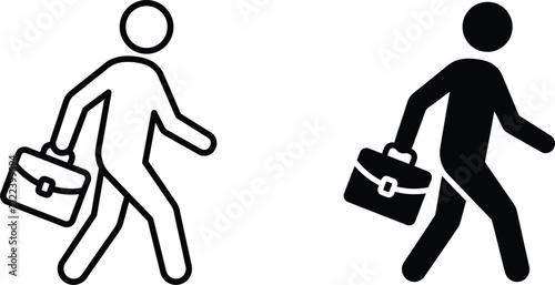 Walking businessman with briefcase silhouette on transparent background business man person figure male professional employee