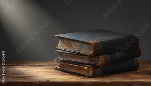 Stack of Heavy Antique Accounting Ledgers and Record Books