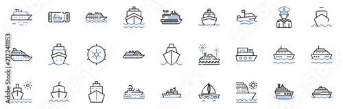 Foto Cruise editable stroke line icons set