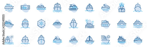 Bild auf Leinwand Cruise editable stroke line icons set