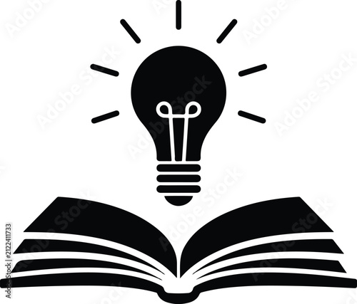 Konstfotografi Open Book Radiant Lightbulb Idea Vector Icon